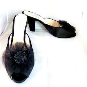 Miss L Fire/ What Katie Did Boudoir Slippers, Black, Size 42